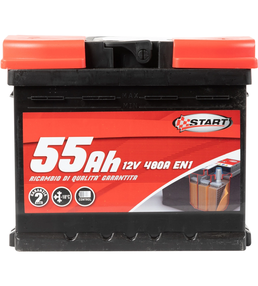 Batteria auto 55ah 12v 480a polo positivo destro cassetta l1